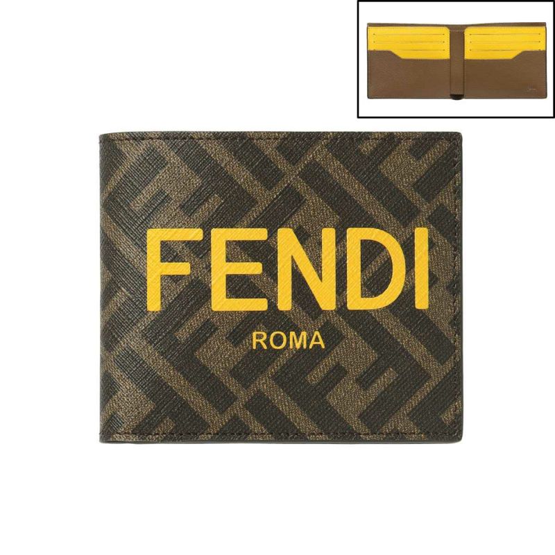 国内発送【FENDI】ロゴ付き二つ折り財布 - 財布・雑貨