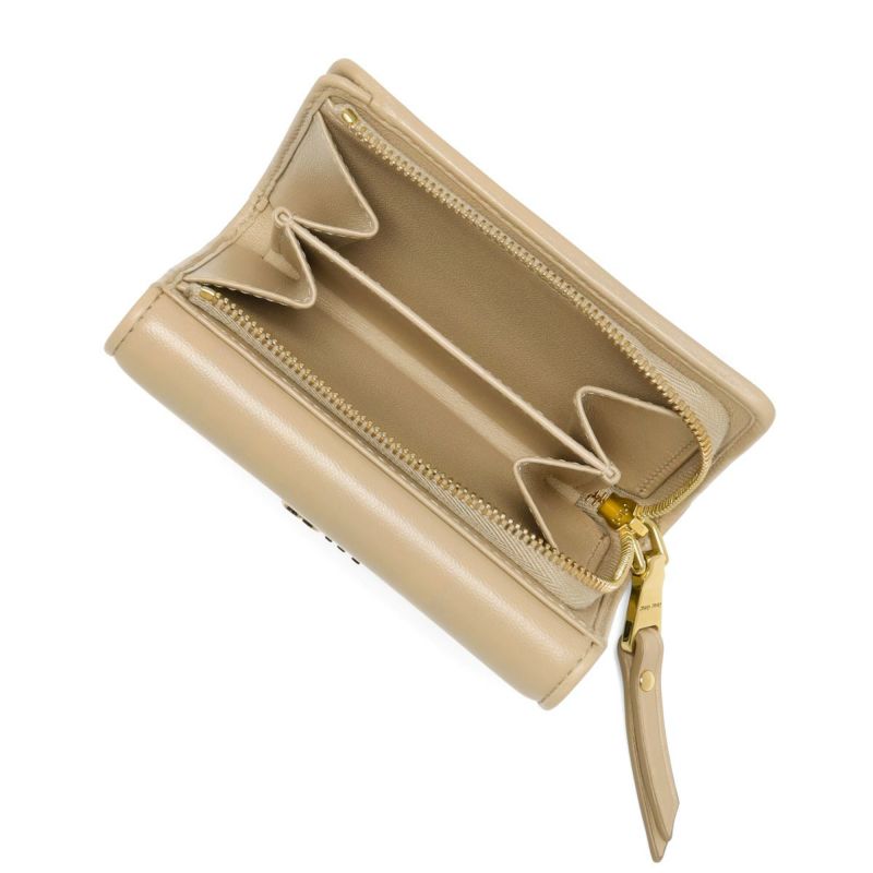 miu miu ベージュ 二つ折り財布 miu ミュウミュウ MIUMIU 財布 二つ折り財布 スモール ナッパ