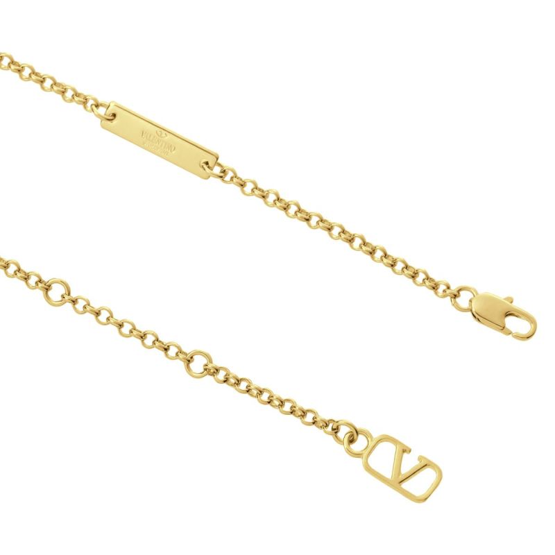 国内送/送関込【ValentinoGaravani】レザーネックレス Vロゴ シグネチャー メタル X スワロフスキー®パールビーズ